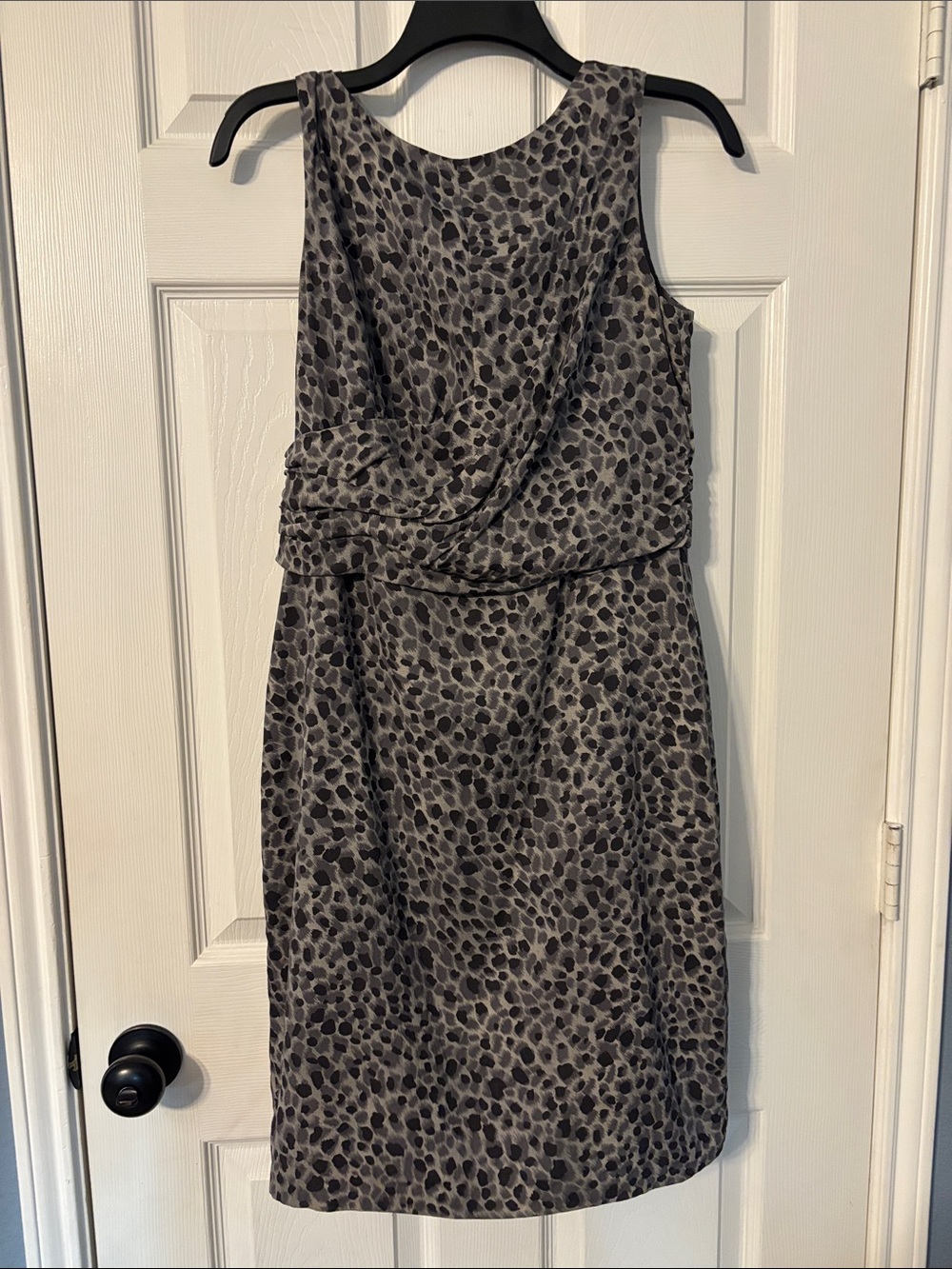 Ann Taylor Grey Sleeveless Animal-Print Midi Dress